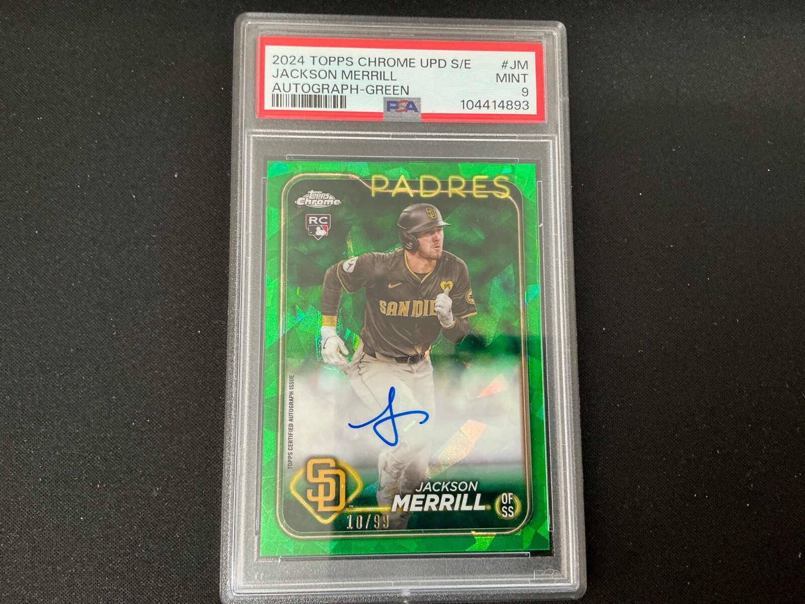 2024 Topps Chrome Update Sapphire Jackson Merrill Auto #USA-JM Green /99 (AU,RC)