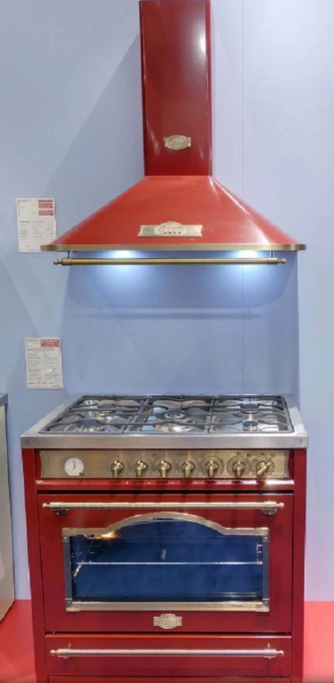 Set Kaiser A 9315 Rot Dunstabzugshaube 90cm Gas Elektro Standherd HGE 93555 Rot - Bild 2 von 4