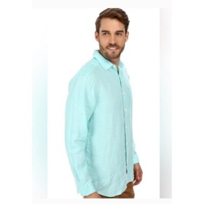 Tommy Bahama Men's Linen Long Sleeve Shirt Sea Glass Breezer - Main Image