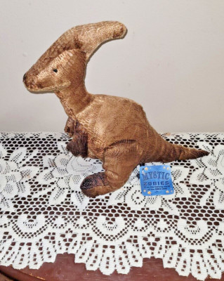 90's Russ Berrie Dinosaur Plush HADI 12'' Stuffed Animal Brown Bean Bag Soft Toy