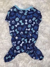 SIMPLY WAG Cat Apparel Bones Paws Blue Pajamas Spring Summer Puppy Dog S