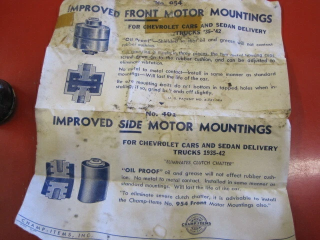 Chevrolet Pass Cars y sedán marca Champ 1935-42 montaje de motor lateral de entrega NORS Foto 4 de 4