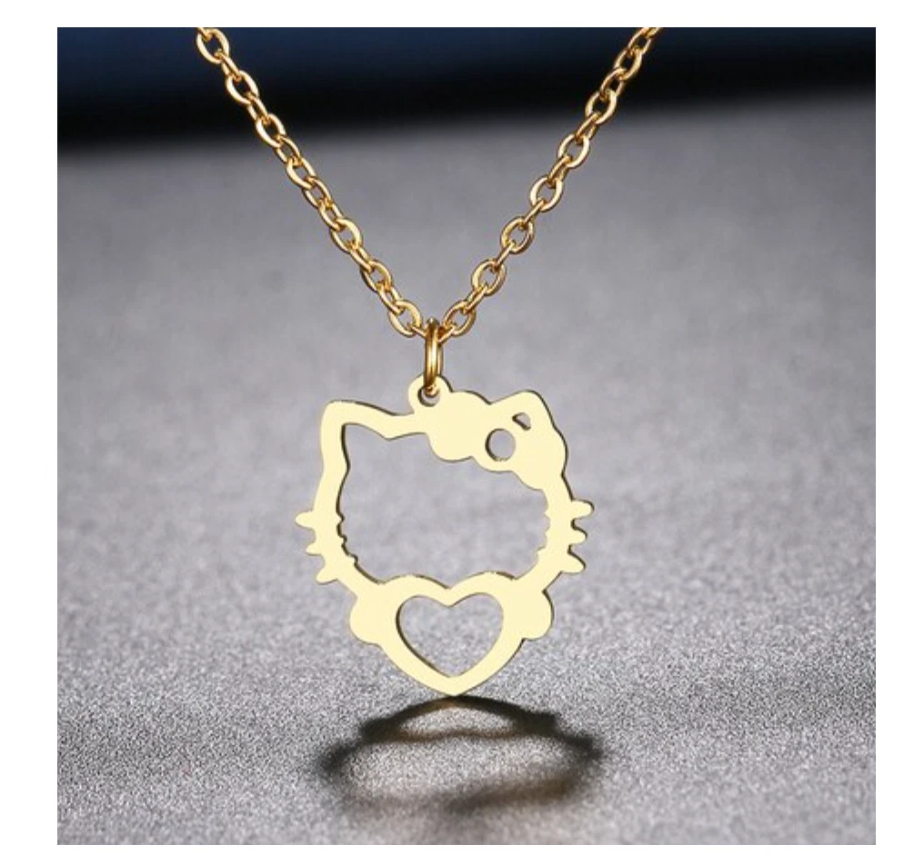 NEW GOLD PLATED HELLO KITTY LOVE NECKLACE JEWELRY SANRIO USA KITTY KITTEN  CAT