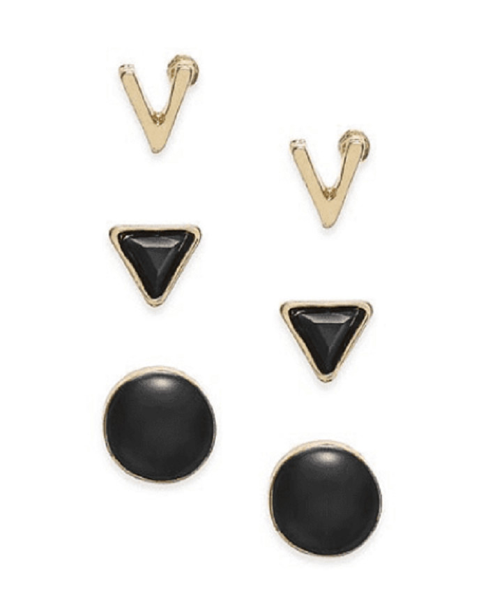 Золотые серьги Inspired Life 3 шт Набор геометрических сережек-гвоздиков 2190₽