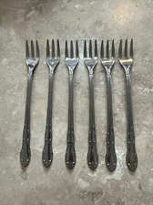 6 Oneida Wm A Rogers FENWAY Pattern Stainless Cocktail Seafood Olive Fork 5 3/4"