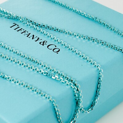 Tiffany & Co Sparkler Blue Coated Silver Enamel Chain Necklace 30