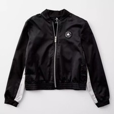 Girls Converse Black Lightweight Zip Up Jacket - Size Large 12-13 Years