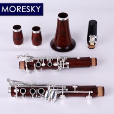MORESKY Red Wood Professional Clarinet Bb Rosewood Clarinet Silvering keys