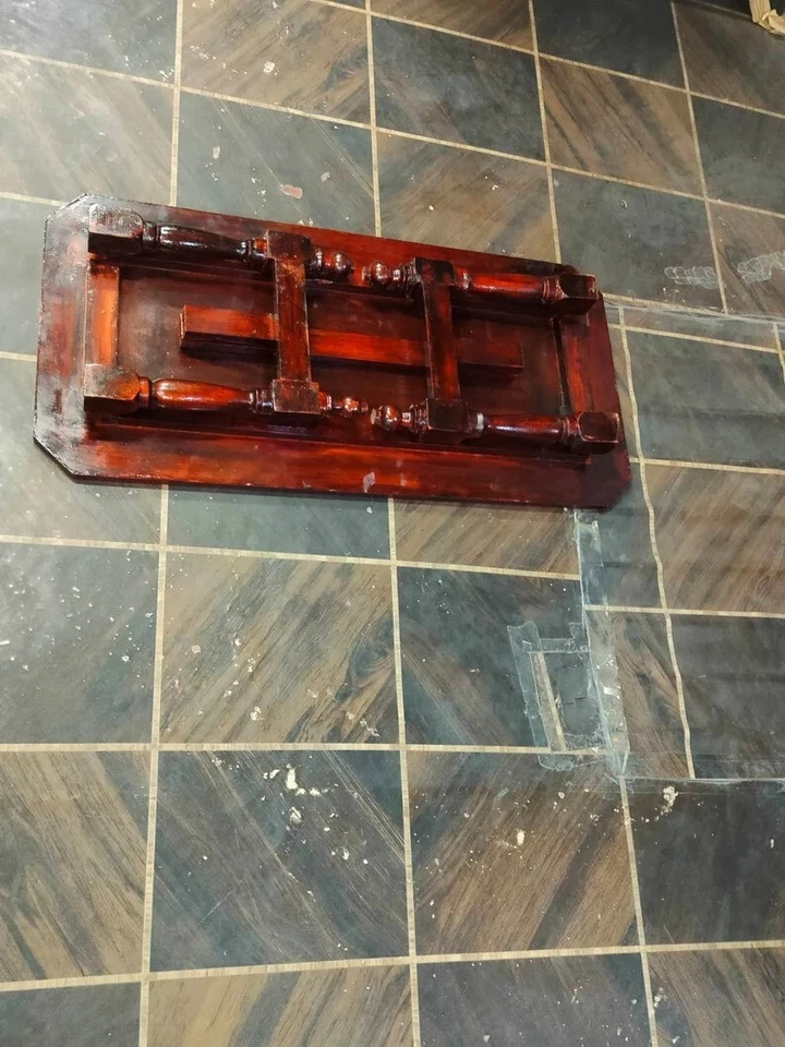 Wooden Coffee Table Hand painted Solid Folding Table Handmade Cocktail Table - Image 4 of 4