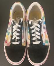 Youth Girls Vans Ward Low Top Old Skool Shoes Rainbow Check size 1