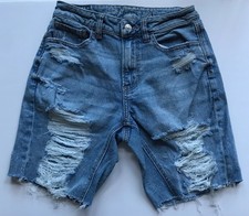 American Eagle Jeans Women  s Mom Jean Denim Shorts Cotton Distressed Blue Size 2