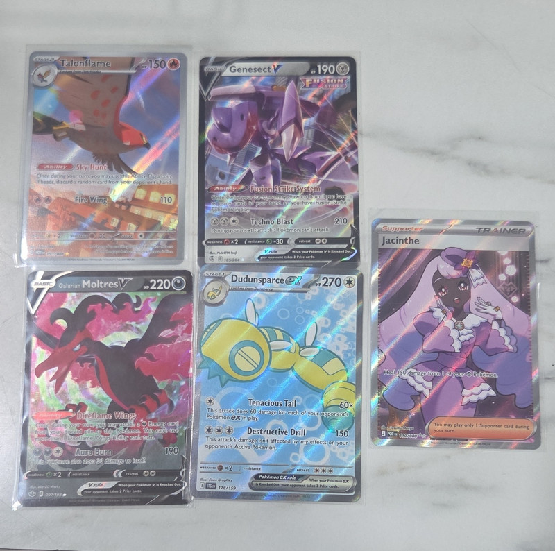 Nintendo Pokemon TCG English 5-Card Holo Full Art Lot Genesect V Moltres V