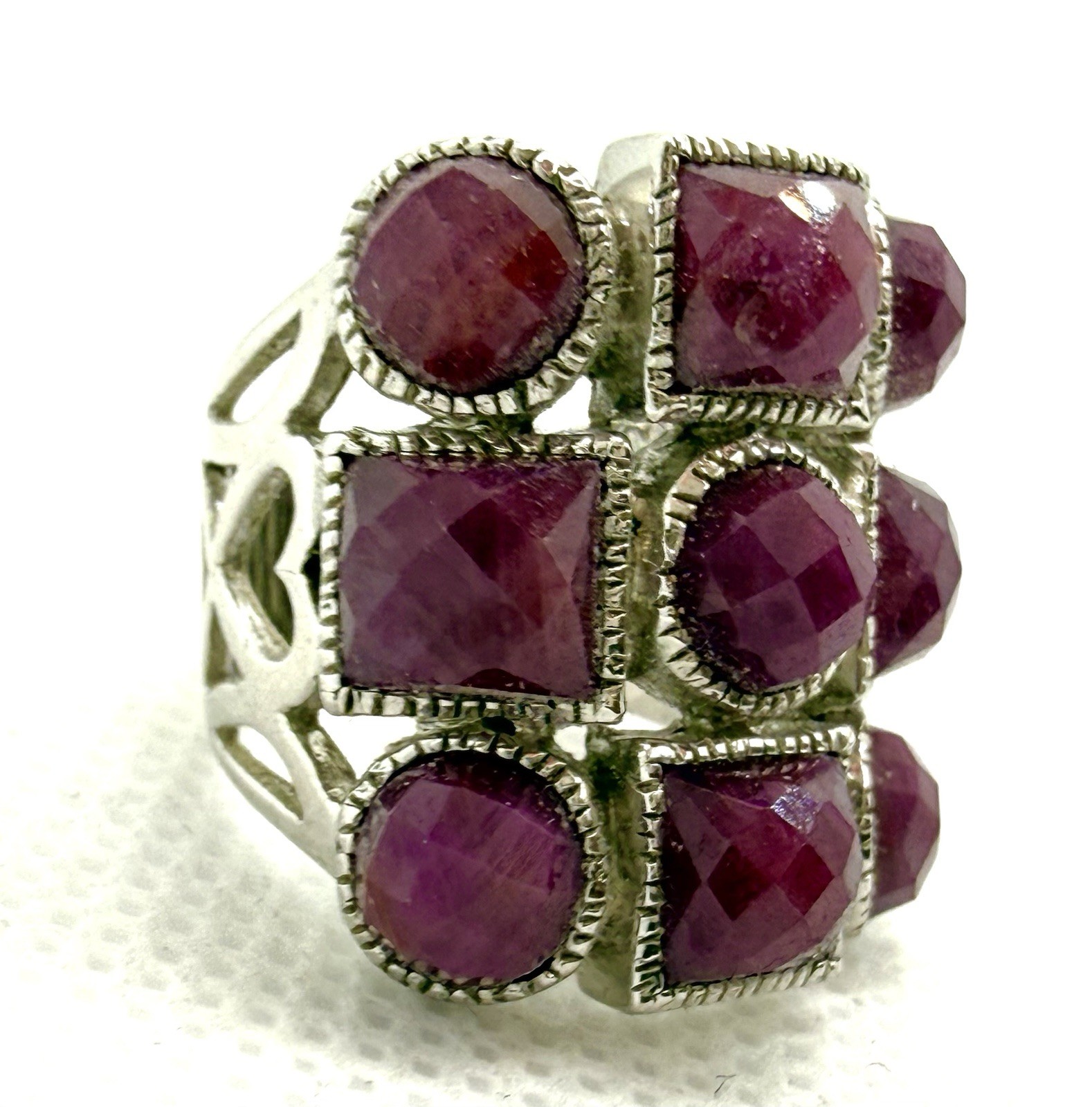 Sterling Silver Ring 925 Red Purple Ruby Boho Sz … - image 4