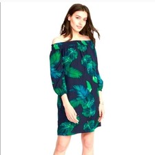 Old Navy Lightweight, Tropical Print Dress with Short Sleeves. Ruched neckline