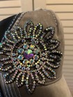 Olive & Pique Womens Baseball Cap Gray Black Rhinestone Flower Bling Hat — photo 2