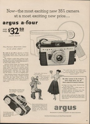 1954 ARGUS A4 35mm Camera Vintage Print Ad (L5)