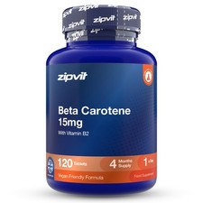 Beta Carotene 15mg with Vitamin B2 - 120 Tablets - Supports Vision & Skin