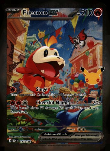 Fuecoco ex 147/128 ME: 30th Celebration Pokemon Holo NM