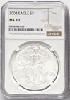 2004 SILVER EAGLE NGC MS70 CLASSIC BROWN LABEL