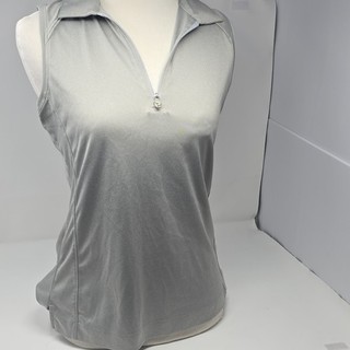 Slazenger Women's Golf Sleeveless Collared 1/4 Zip Polo Shirt Gray Size S