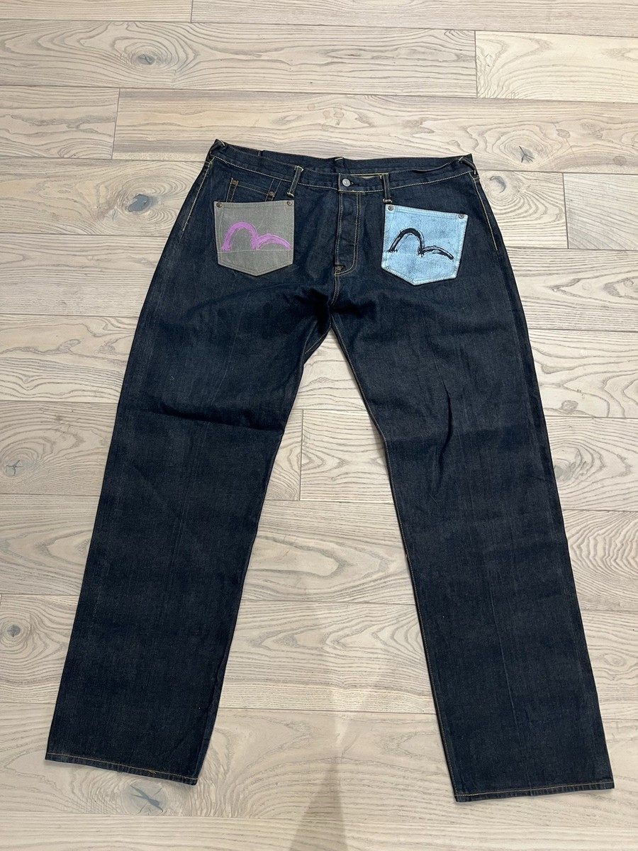Evisu Lot 0001 No.1 Painted Seagull Pocket Selvedge Jeans W44 L36
