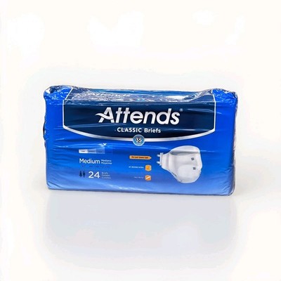 Attends Classic Briefs Dry-Lock Technology Adult Medium, Unisex, 24 Count Pack 4