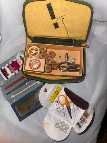 Vintage Crane Deluxe Sewing Kit Ornate Scissors, Thimble, wooden Spool Thread - Picture 17 of 17