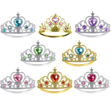 BIBUTY Princess Crowns Tiara for Little Girls, Toddler 8PCS, Pink/Blue/Purple