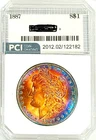 1887  Gem BU ++++ Morgan Dollar Flashy Glowing Rainbow  Toned Monster