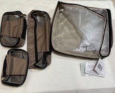 Samantha Brown Slim Line 4pc Packing Cubes Travel Organizer Set Taupe NWT
