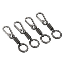Spring Double Ring Keychain Dual Key Chain Ring Holder Black, Pack of 4