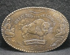 XA21121 FANTASTIC VINTAGE 1973  GREAT BUFFALO TRADING CO. DAKOTA  BELT BUCKLE