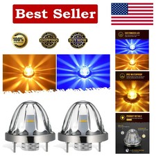 Partsam 2Pcs Dual Color Amber/Blue LED Glass Lens Watermelon Lights Patented ,