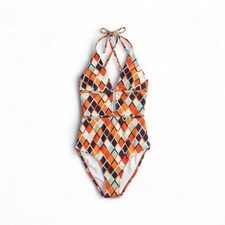 Cupshe Orange Geometric Halter One Piece Swimsuit Womens XXL