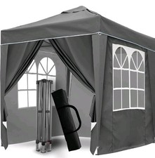2x2M Grey Pop Up Gazebo With Removable Sides Fully Waterproof Outdoor Tent