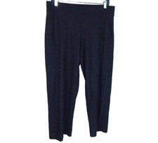 Eileen Fisher Women's PL Pants Dark Gray Wool Relaxed Taper Pull On Knit