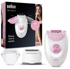 Braun Silk- pil 3 Cordless Epilator Shave Trim Epilate Legs White/Pink 3270