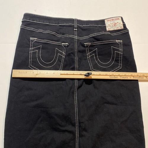 True Religion Womens Denim Black Rinse Maxi Skirt Size 31 Used - Picture 13 of 15