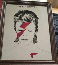 RARE VINTAGE 70s Picture Mirror David Bowie Aladdin Sane Great Condition