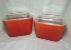 Pyrex Vintage Red Refrigerator Dishes Set of 2 with Lids No. 501-B