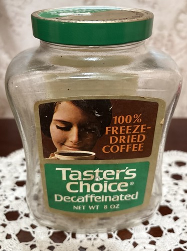 VTG RARE MCM TASTER'S CHOICE DECAF INSTANT coffee jar w/labels NESTLE ...