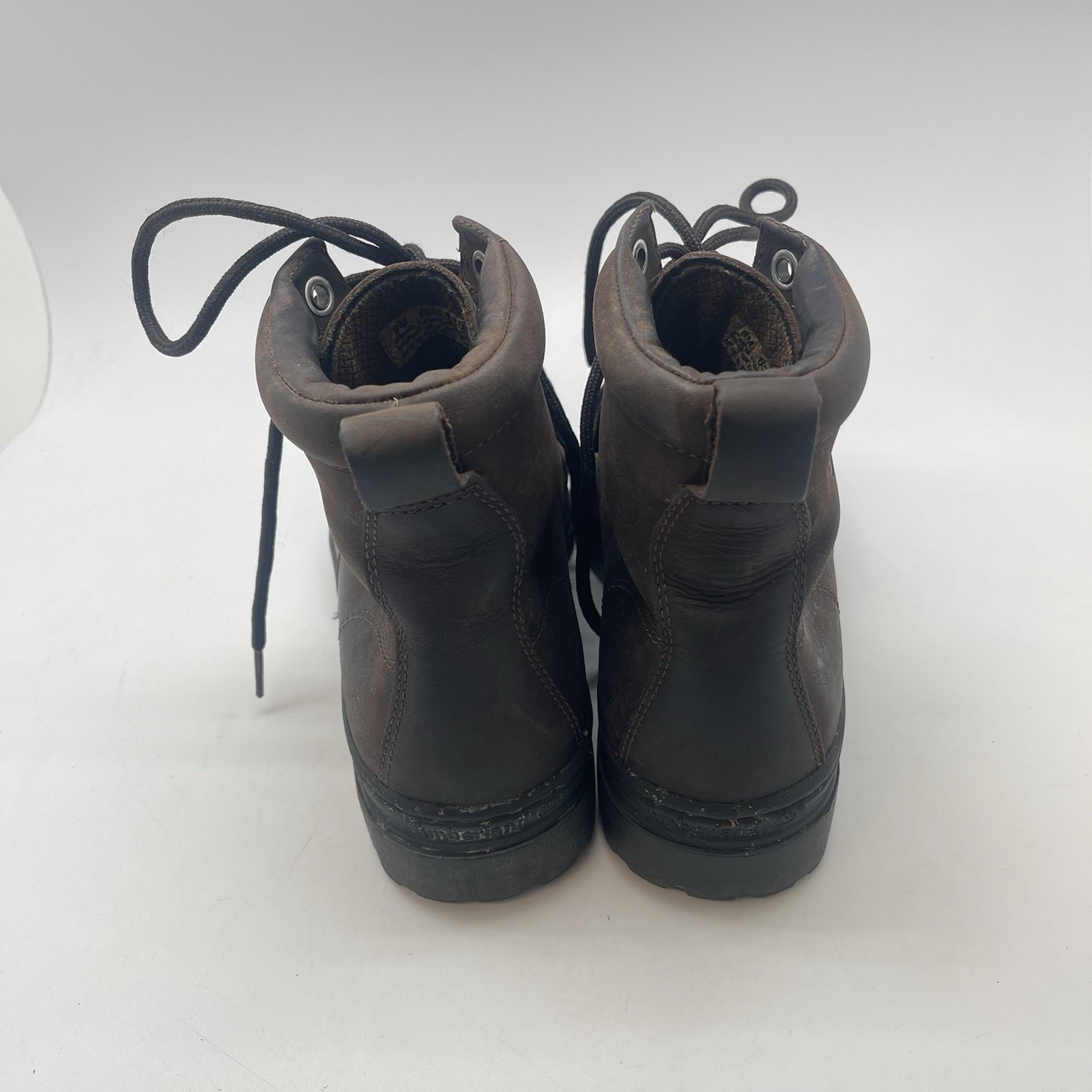 Timberland Boots Mens 8 M Dark Brown 65031 Leather Workwear Manmade Moc Toe