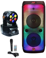 MR DJ FLAME4200 10" X 2 Rechargeable Portable Bluetooth Karaoke Speaker with