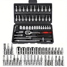 46pcs set Drive Socket Set Ratchet Wrench Car Tool Kit, Hand Tools Case
