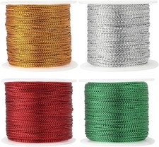 Metallic Cord 436 Yard 4 Pcs, Gold Silver Red Green, Gold silver red green