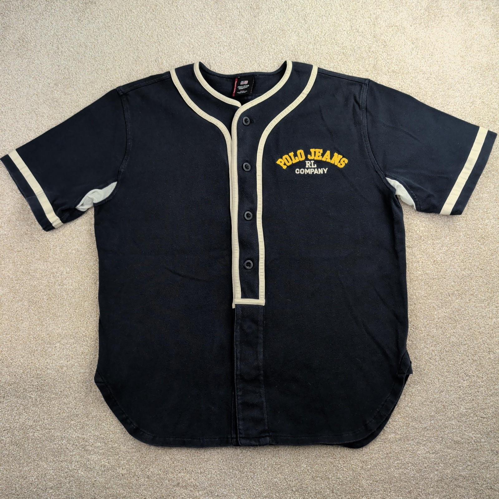 Vintage Polo Jeans Co Ralph Lauren Shirt Mens Small Blue Baseball Button Front 9