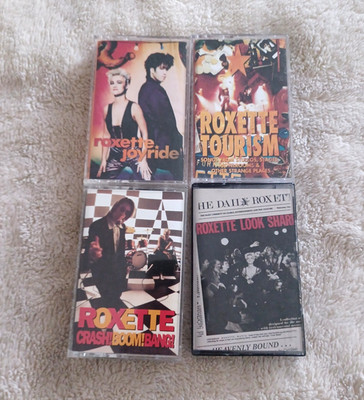 Lot of 4 Roxette Cassette Tapes (Tourism, Joyride, Look Sharp!, Crash! Boom!)