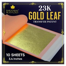 Gold Leaf - 23.75K Real Gold 10 Sheets, 3.4 inches - Transfer Patent for Pa...