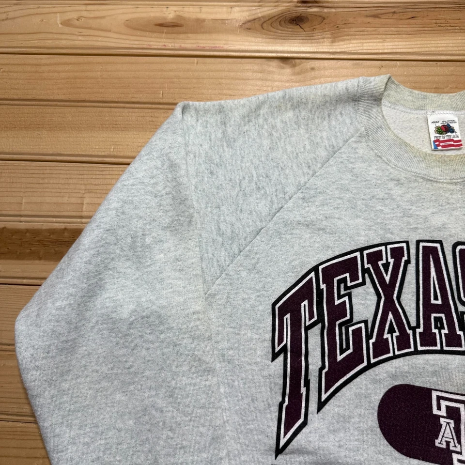 Sudadera De Colección Años 90 Texas A&M Universidad Brezo Cuello Redondo Hecha en EE. UU. Talla Grande Foto 3 de 4