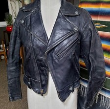 Vintage 40's/50's Leather Biker Jacket. RARE MENS SIZE 34